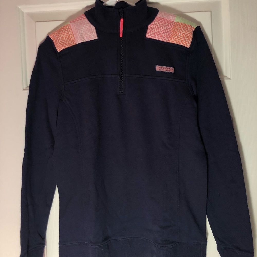 Vineyard vines navy shep shirt with whale pattern